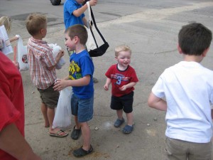 Billy, Baden and their cousins getting the loot