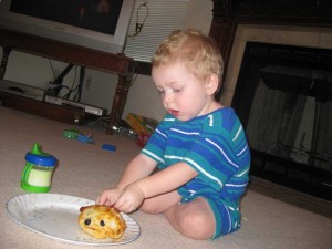 Baden sampling all of the toppings